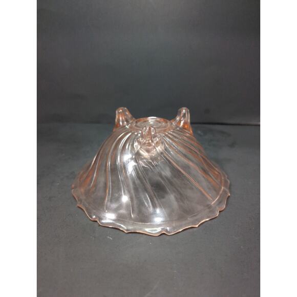 Jeannette Pink Depression Glass Pedestal Bowl, Petal Swirl Candy Dish,‎ Vintage - Picture 7 of 9